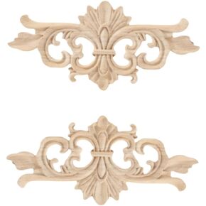 1Pcs Long Wood Carved Onlays Appliques Wood Appliques Carved Wood Appliques Onlays for Window Bed Door Wall Furniture Cabine Fireplace(03,30x7cm/11.81x2.76in)