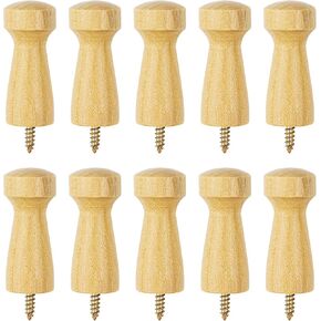 10PCS Wooden Shaker Peg Wood Screw-on Shaker Pegs 2 Inch Wood Wall Hooks Racks for Hanging Clothes Hats Towel Hook and More DIY