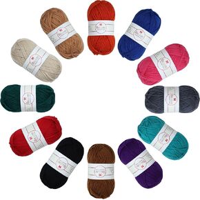 Acrylic Yarn for Crocheting Knitting Yarn 12 Skein Multicolor(Dark)