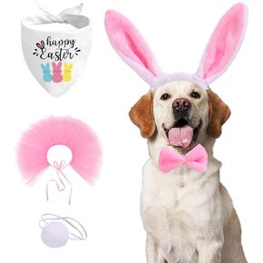 Easter Dog Costume Easter Dog Bandana Easter Dog Tutu Skirt Outfit Dog Bowtie Headband for Small Dog Cat
