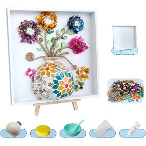 Zioyihan DIY Mosaic Arts Painting Kits with Vase Mosaic Accessories, Handmade Sticker Painting Gem Art Kit for Adults Room or Home Decor