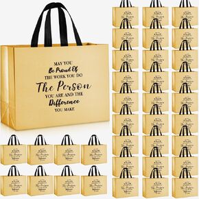 36 Pcs Thank You Reusable Gift Bags Employee Appreciation Gift Bags May You Be Proud Team Appreciation Gift for Employee Teacher Student Coworker Secretary Assistant Gift(Black,10x8x4Inch)