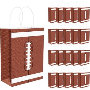 WYTAOHZL 20 Pcs Football Gift Bags with Handles Football Party Bags Football Goodie Bags for Sports Theme Birthday Party Football Snack Bags for Team Football Birthday Party Favors Supplies