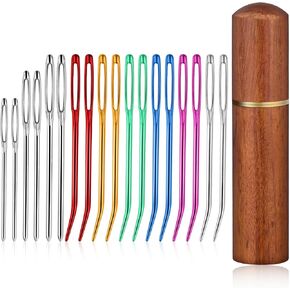 18Pcs Tapestry Needle Yarn Needles Darning Needles For Yarn Large Eye Hand Knitting Needles Tapestry Needle For Crochet Aluminum Big Eye Sewing Needles Kit With Wooden Needle Case For Crochet Projects