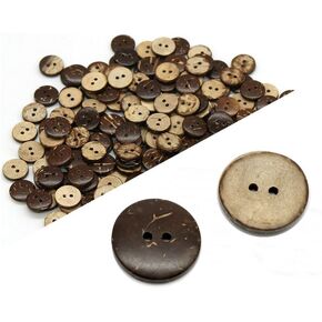 AKOAK 100 Pieces Natural Coconut Shell Two-Holes Buttons Sewing Accessories Decorative Buttons (18mm)