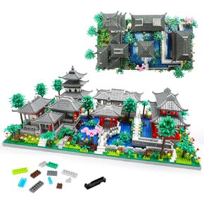Mini Chinese Architecture of Suzhou Garden with Cherry Blossom Tree Building Blocks Set, Botanical Collection Building Set for Adults, 14+ Teens (3888 Pcs)