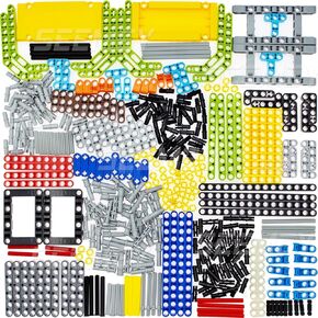 SEEMEY 430Pcs Beams-Pins-axle-Parts Set Compatible with Technic, Connector-Panel-Plate Modified-Frame liftarm-Bent-Thick Smooth-Bush (Random Colors)