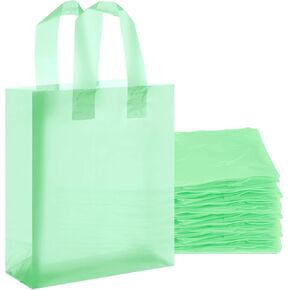 Qilery 100 Pack Frosted Plastic Gift Bags with Handles Small 8"x4"x10" Plastic Shopping Bags for Small Business Boutique Merchandise Bags Bulk for Retail Customers(Light Purple)