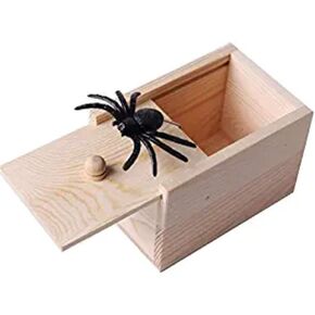Spider Prank Scare Box，Wooden Surprise Box Practical Surprise Joke Boxes, Halloween Prank Scare Spider Toy