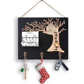 Reusable wooden calendar, wooden perpetual calendar, wooden home decor,wood calendar with hooks, holiday gifts for parents and kids