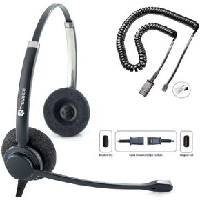 TruVoice HD-150 Office and Call Center Wired QD Headset with Noise Canceling Microphone and HD Speakers - Compatible with Mitel, Nortel, Avaya, Poly, Polycom, Shoretel, Digium, ESI, Fanvil Desk Phone