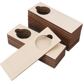 55 Pieces Unfinished Wood Door Knob Hangers, 8.66 x 3.15 Inch Door Knob Signs for Painting, Blank Wooden Door Knob Hangers for DIY Wood Crafts, Office and House Decoration