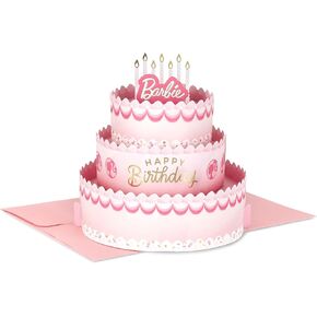 Hallmark Paper Wonder Barbie Pop-Up Card (Pink Birthday Cake) for Kids, Grandchildren, Fans