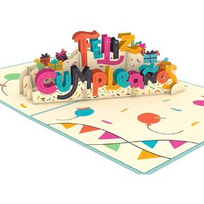 Lovepop Feliz Cumpleaos Pop Up Card, 3D Birthday Greeting Card, 5" W x 7" H