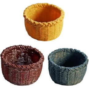 Totority 3pcs Mini Basket Mini Woven Basket Small Craft Basket Dollhouse Miniature Ornament Miniature Baskets for Crafts Home Decoration Resin Basket Ornament Micro Scene Sawdust Household