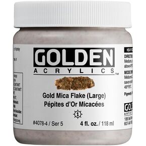 Heavy Body Acrylics by GOLDEN, Gold Mica Flake Large, 4 fl. oz. Jar, Professional Acrylic Paint
