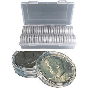 40 mm Adjustable Coin Capsule with Foam Gasket and Plastic Storage Case for Coin Collection