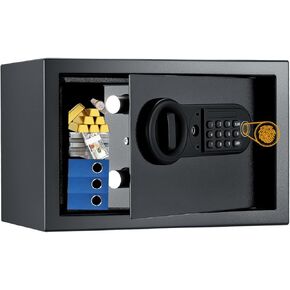 Safe Box Fingerprint Lock with Keypad and Key, Mute Mode, Personal Electronic Safe Box for Home Normal Use (0.5 Cubic Feet)