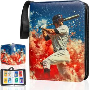 Baseball Card Album with Sleeves 400-Pocket Storage - Baseball Binder for Trading Cards with Durable 3-Ring System and Zipper Closure - Baseball Card Collector Gifts