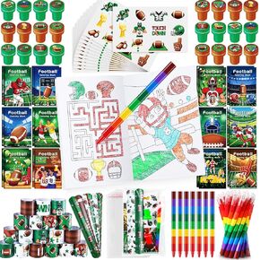 BenLouis 168Pcs Football Party Favors Sports Football Theme Birthday Party Favors Coloring Books Bulk for Kids Football Party Team Gift Goodie Bag Fillers Classroom games Rewards Supplies