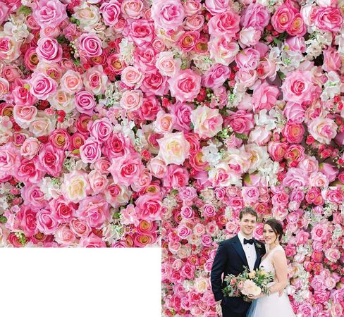 Pink Floral Backdrop Flower Wall Photography Background Valentine's Day Decorations for Bridal Shower Wedding Baby Shower Birthday Cake Table Supplies Banner (7X5FT(82x59inch)) in Saudi Arabia