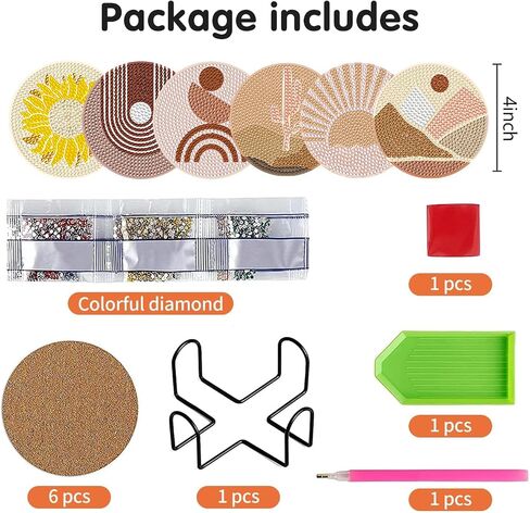 DOTSOPS 8 Pcs Sunflower Diamond Art Coasters with Holder Diamond Painting Coasters Kits for Adults Beginners Diamond Craft for Christmas Birthday Gifts in Saudi Arabia
