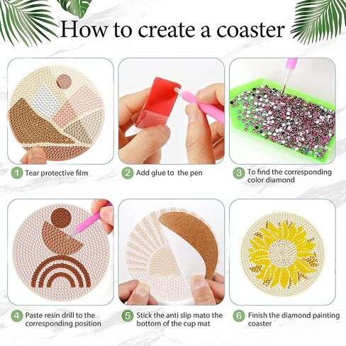 DOTSOPS 8 Pcs Sunflower Diamond Art Coasters with Holder Diamond Painting Coasters Kits for Adults Beginners Diamond Craft for Christmas Birthday Gifts in Saudi Arabia