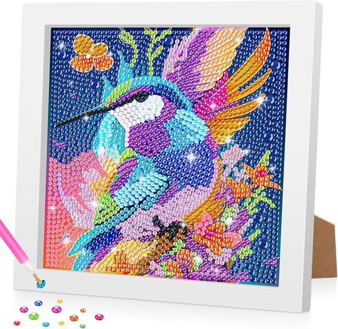 Bowetile Hummingbird 5D مجموعات فن الماس للمبتدئين للبالغين مع إطار ، وطيور الطلاء الماس الماس للبالغين ، DIY الحفر الكاملة الماس الكريستال لوحات الفنون والحرف اليدوية لديكور الجدار المنزلي in Kuwait