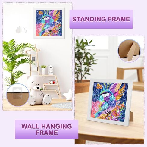 Bowetile Hummingbird 5D مجموعات فن الماس للمبتدئين للبالغين مع إطار ، وطيور الطلاء الماس الماس للبالغين ، DIY الحفر الكاملة الماس الكريستال لوحات الفنون والحرف اليدوية لديكور الجدار المنزلي in Kuwait