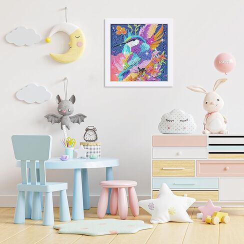 Bowetile Hummingbird 5D مجموعات فن الماس للمبتدئين للبالغين مع إطار ، وطيور الطلاء الماس الماس للبالغين ، DIY الحفر الكاملة الماس الكريستال لوحات الفنون والحرف اليدوية لديكور الجدار المنزلي in Kuwait