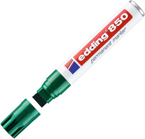 edding 850 permanent marker - green - 1 pen - chisel nib 5-15 mm - for bold markings -waterproof, quick-drying, smear-proof pens - for cardboard, plastic, glass, wood, metal and fabric in Kuwait