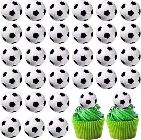 Xunyee 32 PCS Mini Foam Balls Sports Cupcake Topcake لكرة السلة كرة القدم الصغيرة الإجهاد كرة كرة القدم لكعكة البيسبول الكعكة الحفلات الرياضية لزخرفة إمدادات حفلة عيد الميلاد (كرة القدم) in Kuwait