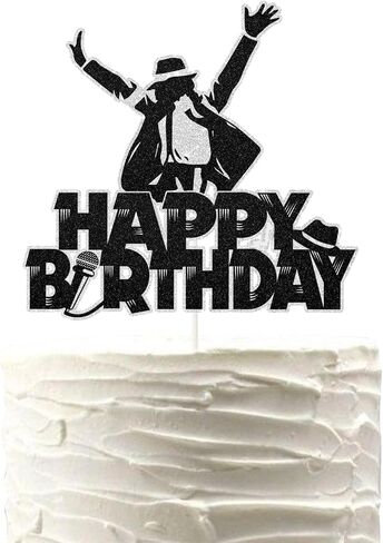 مغني الموسيقى كعكة عيد ميلاد سعيد Topper MJ Singer Dancing King Cake Decor Decor Dance Defince Decorations Birthday Party Decorities in Kuwait