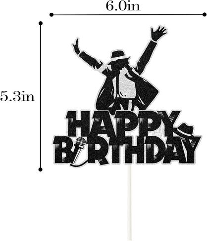 مغني الموسيقى كعكة عيد ميلاد سعيد Topper MJ Singer Dancing King Cake Decor Decor Dance Defince Decorations Birthday Party Decorities in Kuwait