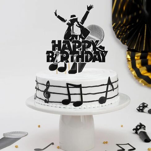 مغني الموسيقى كعكة عيد ميلاد سعيد Topper MJ Singer Dancing King Cake Decor Decor Dance Defince Decorations Birthday Party Decorities in Kuwait