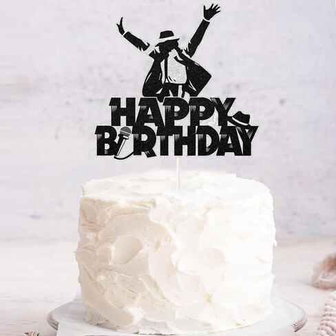 مغني الموسيقى كعكة عيد ميلاد سعيد Topper MJ Singer Dancing King Cake Decor Decor Dance Defince Decorations Birthday Party Decorities in Kuwait