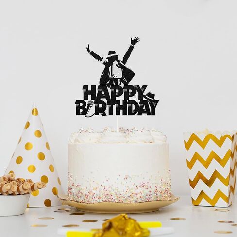 مغني الموسيقى كعكة عيد ميلاد سعيد Topper MJ Singer Dancing King Cake Decor Decor Dance Defince Decorations Birthday Party Decorities in Kuwait