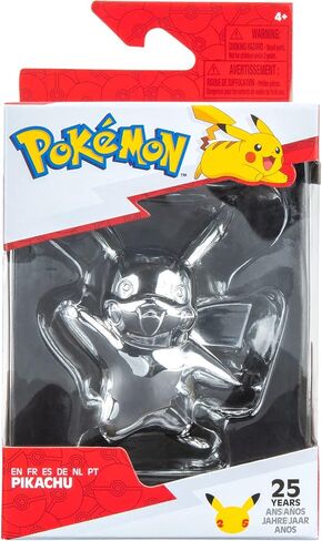 Pokémon 25th Celebration 3-inch Silver Pikachu #2 - Pokémon Figure - Pokémon Fan Must Have Toy - Officially Licensed 25th Anniversary Pokémon Product from Jazwares in Saudi Arabia