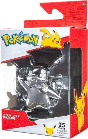 Pokémon 25th Celebration 3-inch Silver Pikachu #2 - Pokémon Figure - Pokémon Fan Must Have Toy - Officially Licensed 25th Anniversary Pokémon Product from Jazwares in Saudi Arabia
