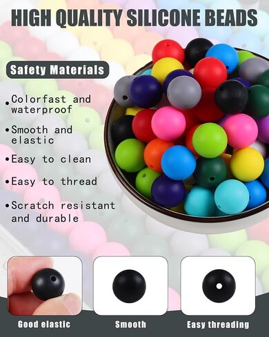 160Pcs 15mm Silicone Beads, Silicone Beads Bulk for Keychain Making Kit, Rubber Round Beads Silicone Focal Beads for Pens, Necklace, Jewelry, Art, DIY Crafts Making (White) in Saudi Arabia