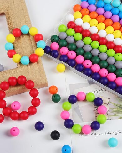 160Pcs 15mm Silicone Beads, Silicone Beads Bulk for Keychain Making Kit, Rubber Round Beads Silicone Focal Beads for Pens, Necklace, Jewelry, Art, DIY Crafts Making (White) in Saudi Arabia