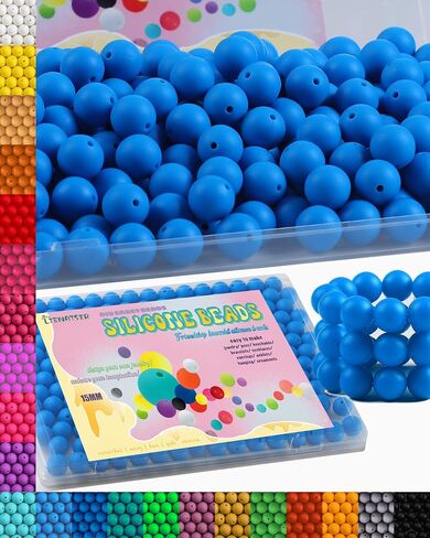 160Pcs 15mm Silicone Beads, Silicone Beads Bulk for Keychain Making Kit, Rubber Round Beads Silicone Focal Beads for Pens, Necklace, Jewelry, Art, DIY Crafts Making (White) in Saudi Arabia