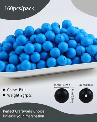160Pcs 15mm Silicone Beads, Silicone Beads Bulk for Keychain Making Kit, Rubber Round Beads Silicone Focal Beads for Pens, Necklace, Jewelry, Art, DIY Crafts Making (White) in Saudi Arabia