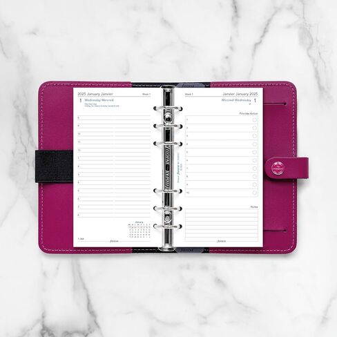 Filofax Calendar Diary Refill, Personal/Compact Size, Day on Two Pages with Appointments, White Paper, Bilingual, 2025 (C68417-25) in Kuwait
