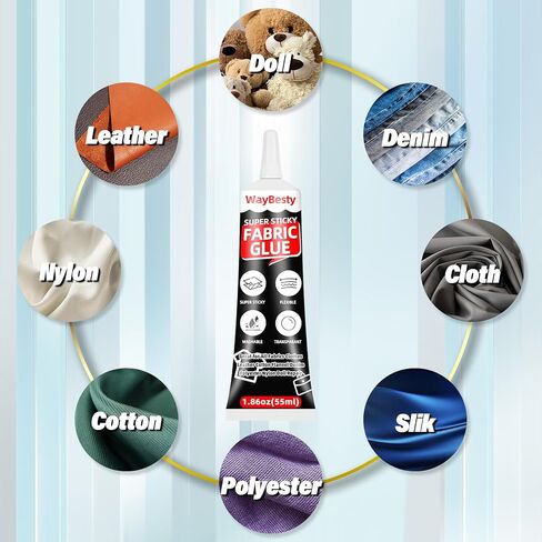 Fabric Glue, Strong Fabric Adhesive Permanent Washable Clear Clothing Glue for All Fabrics, Cotton, Flannel, Denim, Leather, Polyester, Doll Repair,Rhinestones, Patches(2pcs) in Saudi Arabia