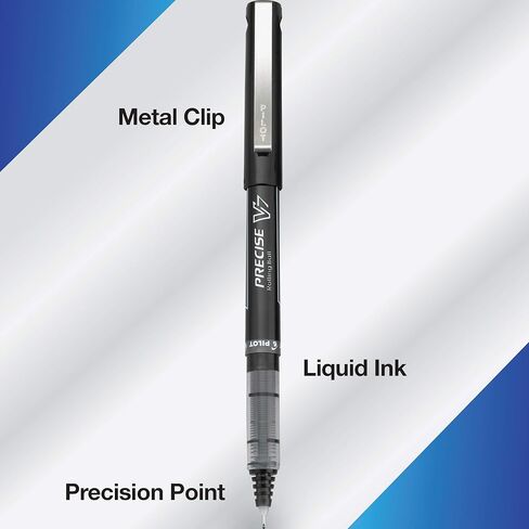 Pilot, Precise V7, Capped Liquid Ink Rolling Ball Pens, Fine Point 0.7 mm, Black, Pack of 12 in Kuwait