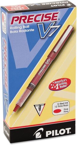 Pilot, Precise V7, Capped Liquid Ink Rolling Ball Pens, Fine Point 0.7 mm, Black, Pack of 12 in Kuwait