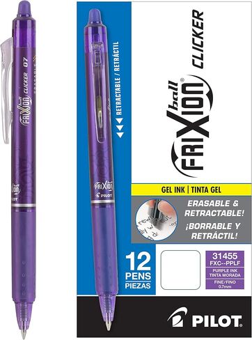 الطيار ، Frixion Clanker Arasable Ambens ، Fine Point 0.7 مم ، حزمة من 12 ، أسود in Saudi Arabia