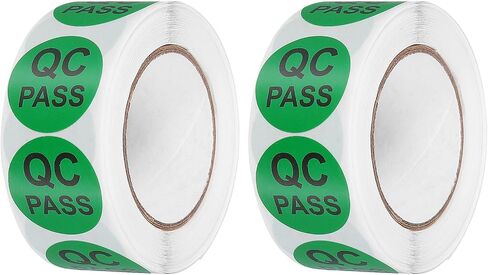 uxcell 3Roll 1500Pcs QC Pass Labels, 1 Inch Round Inventory Quality Control Stickers for Warehouse Management Organization Inspection, Green in Saudi Arabia