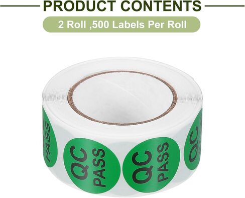 uxcell 3Roll 1500Pcs QC Pass Labels, 1 Inch Round Inventory Quality Control Stickers for Warehouse Management Organization Inspection, Green in Saudi Arabia
